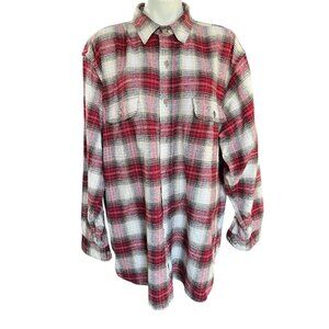 Field & Stream Mens XXL Red & Beige Plaid Extra Thick Flannel Shirt